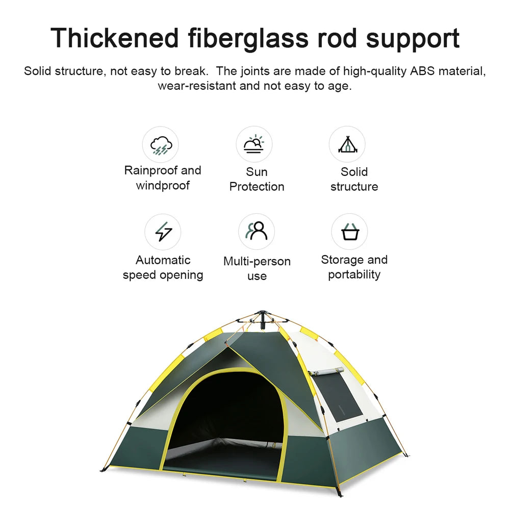 Light Gray Campingzelt für 3–4 Personen mit Schnellaufbau, wetterfest und UV-Schutz
